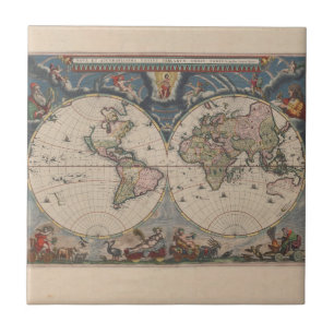 Mapa Mundial Antiquado: Arte Cartográfica Históric
