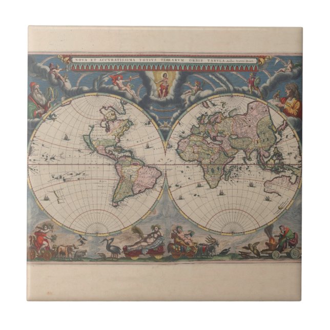 Mapa Mundial Antiquado: Arte Cartográfica Históric (Frente)