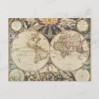 Mapa Mundial Antiquado, Cartão Postal