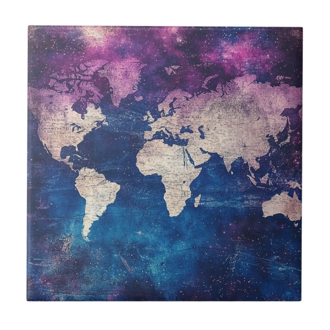Mapa Mundial Celestial Roxo Renascença (Frente)