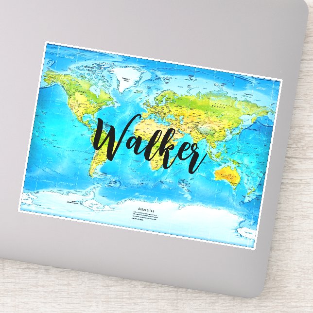 Mapa Mundial Clássico, Trip & Nome de etiqueta (Detalhe)