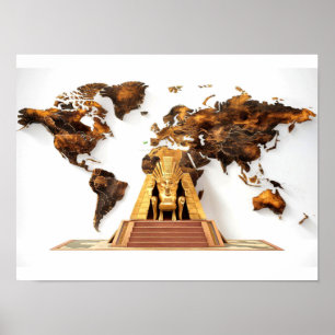 Mapa Mundial de Arte de Parede com Poster design d