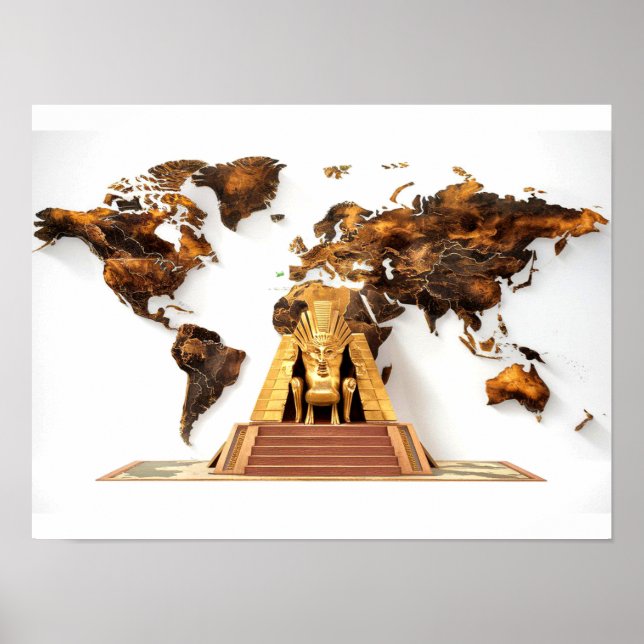 Mapa Mundial de Arte de Parede com Poster design d (Frente)