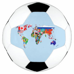Mapa Mundial de Bandeiras da Bola de Futebol