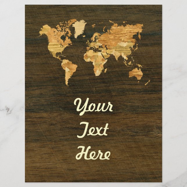 Mapa Mundial de Madeira (Frente)