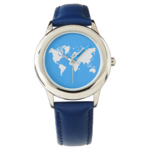 Mapa mundial de um relógio de pulso