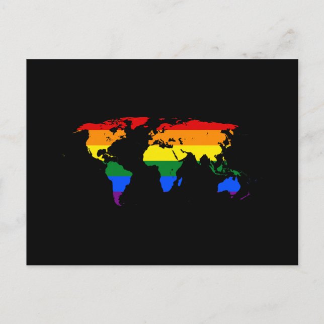 Mapa mundial do orgulho do arco-íris LGBT Cartão p (Frente)