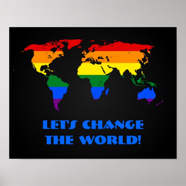 Mapa mundial do orgulho do arco-íris LGBT poster (Frente)