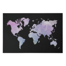 Mapa Mundial em Aquarela Única para Decoração de E