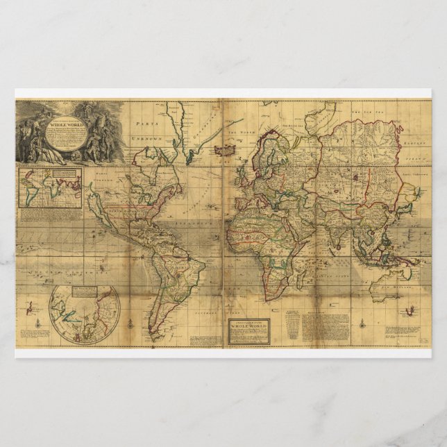 Mapa Mundial Inteiro de Herman Moll (1719) (Frente)