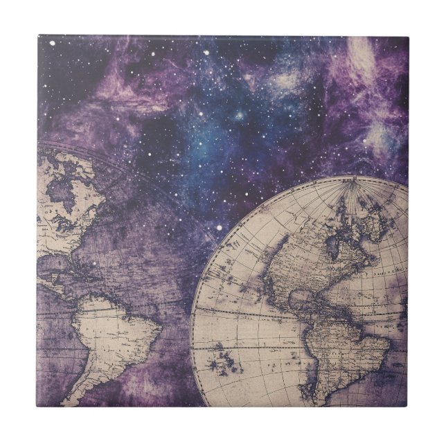 Mapa Mundial Vintage Celestial (3) (Frente)