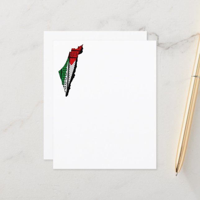 Mapa Palestino que Bandeira e Padrão Keffiyeg (Frente/Verso In Situ)