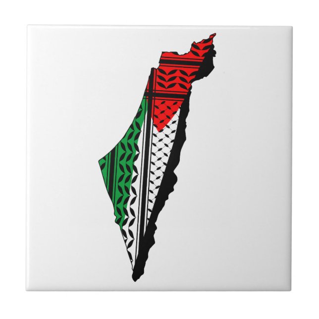 Mapa Palestino que Bandeira e Padrão Keffiyeg (Frente)