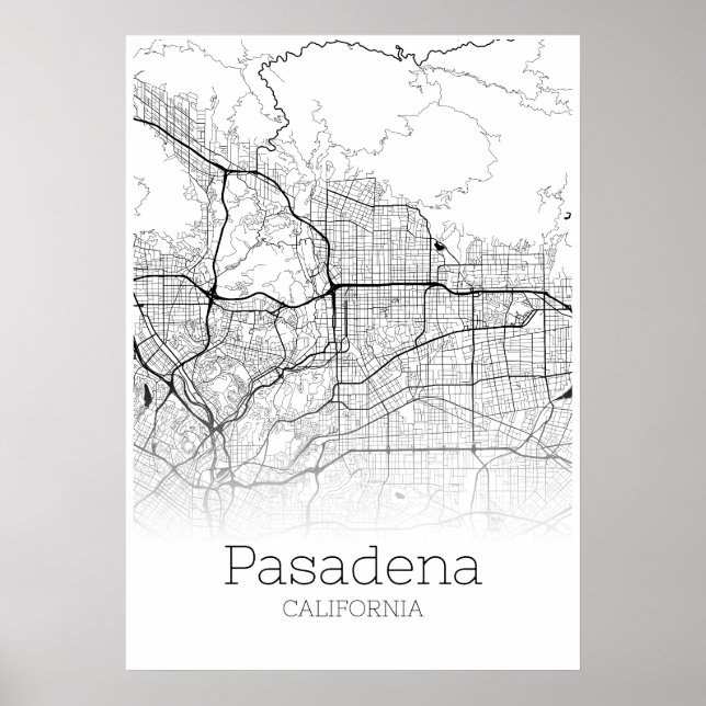 Mapa Pasadena - Califórnia - Poster do Mapa da Cid (Frente)