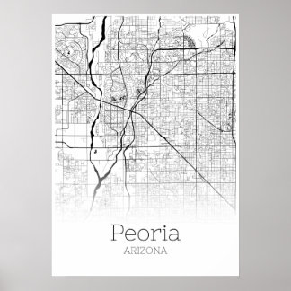 Mapa Peoria - Arizona - Poster de Mapa da Cidade