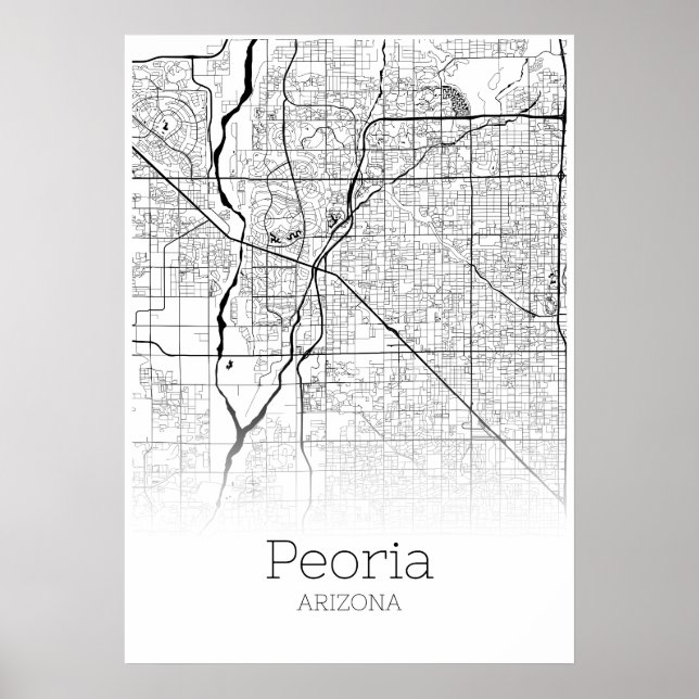 Mapa Peoria - Arizona - Poster de Mapa da Cidade (Frente)