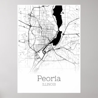 Mapa Peoria - Illinois - Poster do Mapa da Cidade