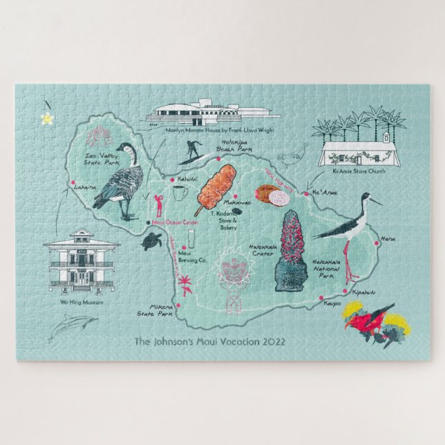 Mapa personalizável de Maui, Quebra-cabeça Hawaii  (Horizontal)