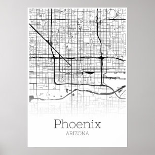 Mapa Phoenix - Arizona AZ - Poster do mapa da cida