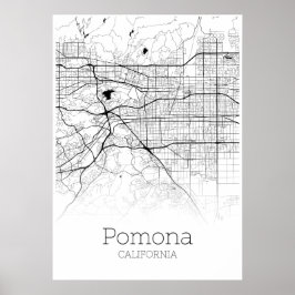 Mapa Pomona - Califórnia - Poster do Mapa da Cidad