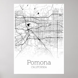 Mapa Pomona - Califórnia - Poster do Mapa da Cidad
