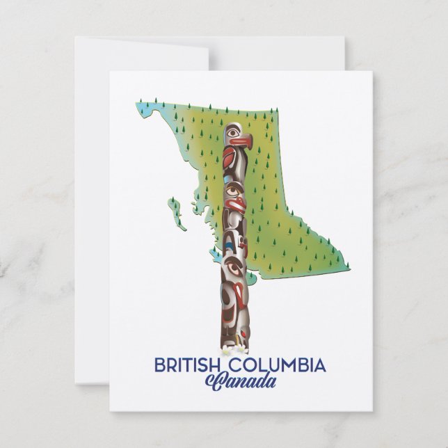 Mapa poster da Colúmbia Britânica Canadá. (Frente)