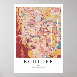Mapa Poster de Boulder Colorado Arte Moderna de