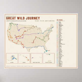 Mapa Poster de Estrada dos 63 Parques Nacionais