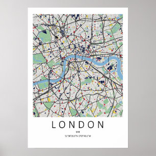 Mapa Poster de Londres Inglaterra Arte de Mapa L