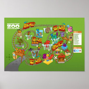 Mapa" poster jardim zoológico do monstro Roly-Pol