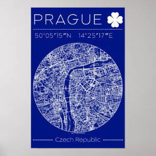 Mapa Poster Minimalista da Cidade de Praga em Plan