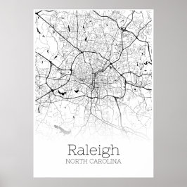 Mapa Raleigh - Carolina do Norte - Poster do Mapa
