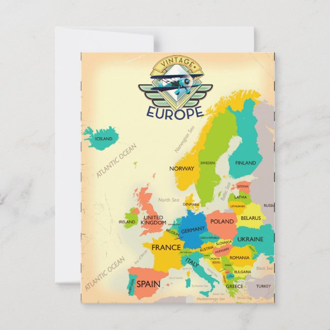 Mapa Retro da Europa. (Frente)