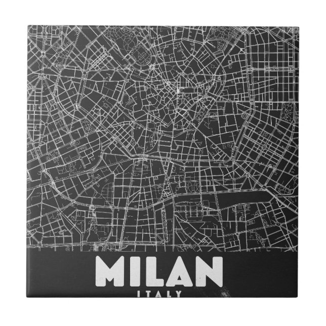 Mapa Retro de Milão Itália (Frente)