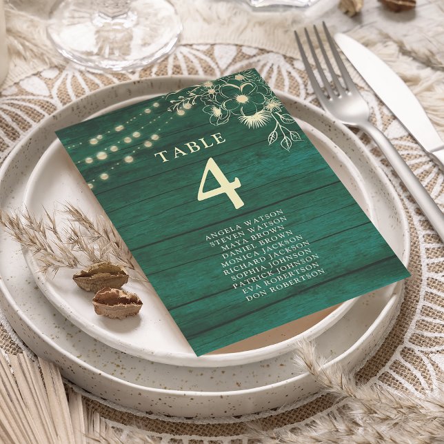 Mapa Rustic Emerald Green Wedding Seating Chart (Criador carregado)