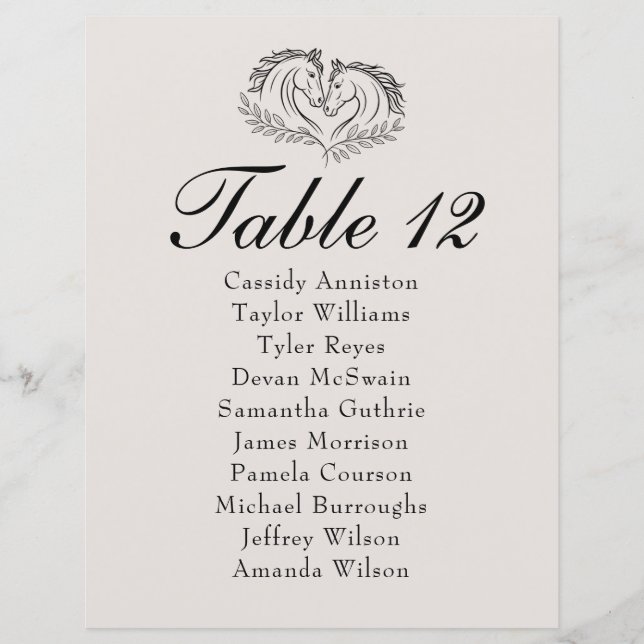 Mapa Rustic Horse Country Western Weding Seating C (Frente)