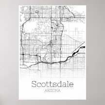 Mapa Scottsdale - Arizona - Poster de Mapa da Cida