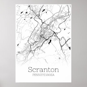Mapa Scranton - Pennsylvania - Poster do mapa da c