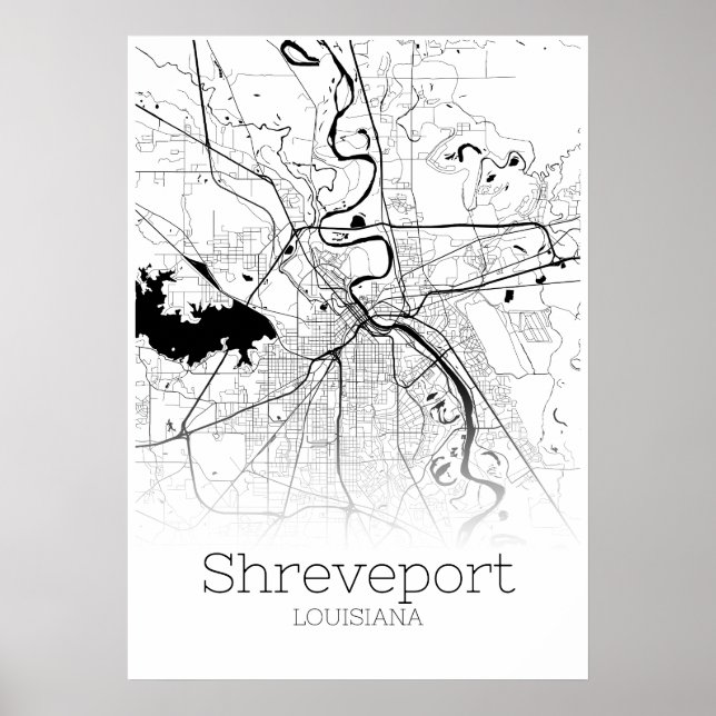 Mapa Shreveport - Loiusiana - Poster do Mapa da Ci (Frente)