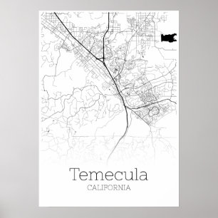 Mapa Temecula - Califórnia - Poster do mapa da ci