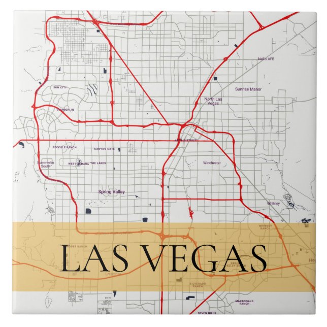 MAPA VERMELHO BRANCO DO ESBOÇO DE LAS VEGAS NEVADA (Frente)