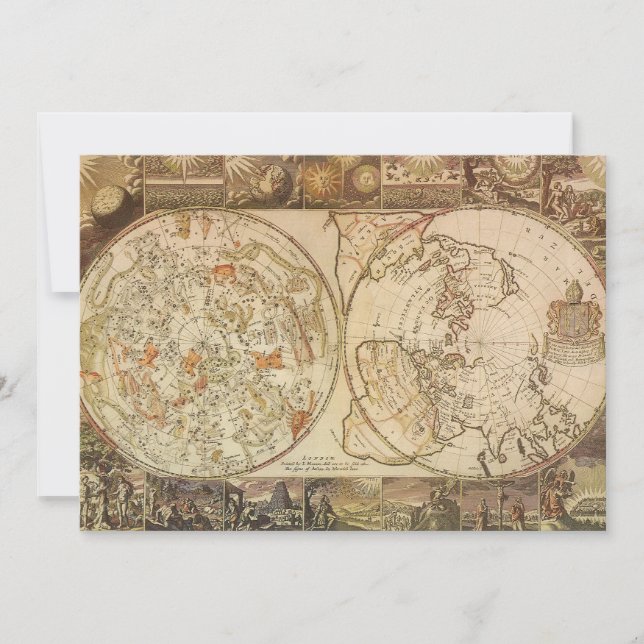 Mapa Vintage Celestial Planisphere por Joseph Moxo (Frente)