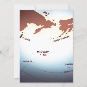 Mapa vintage da ilha de Midway da 2ª Guerra Mundia