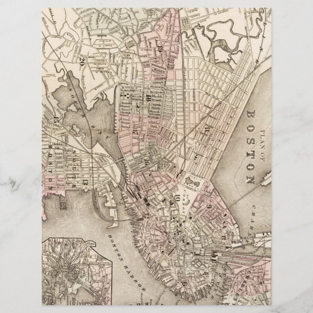 Mapa Vintage de Boston (1880) (Frente)