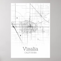Mapa Visalia - Califórnia - Poster do Mapa da Cida