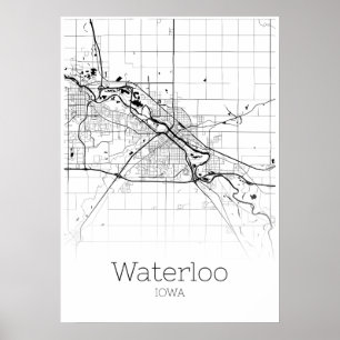 Mapa Waterloo - Iowa - Poster do Mapa da Cidade