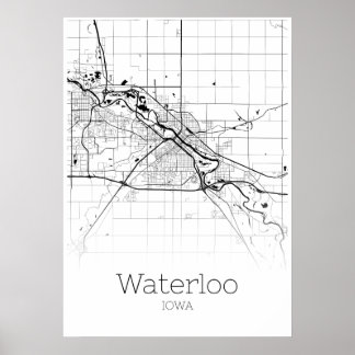 Mapa Waterloo - Iowa - Poster do Mapa da Cidade
