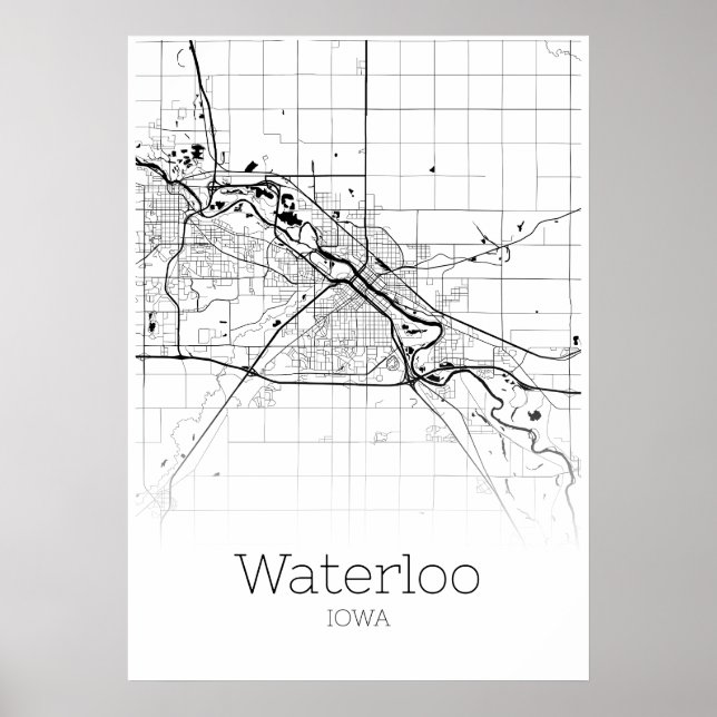 Mapa Waterloo - Iowa - Poster do Mapa da Cidade (Frente)