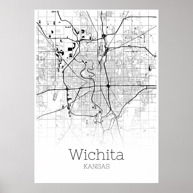 Mapa Wichita - Kansas - Poster do Mapa da Cidade (Frente)
