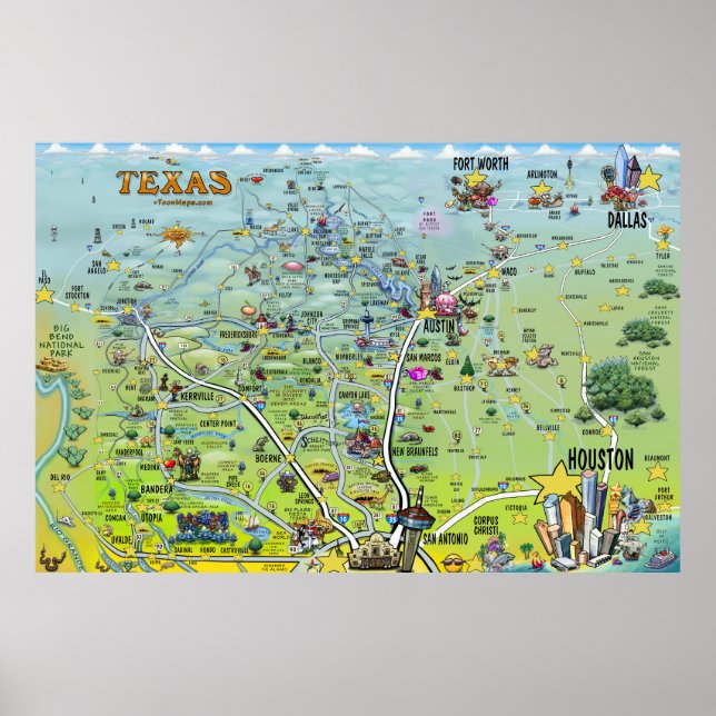 Mapas de diversão do Texas XX grande Poster (Frente)